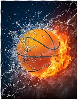 QH Basketball Print Throw Blanket Comfort Design Home Decoration Fleece Blanket Perfect for Couch Sofa or Travelling 58" x 80" (4)