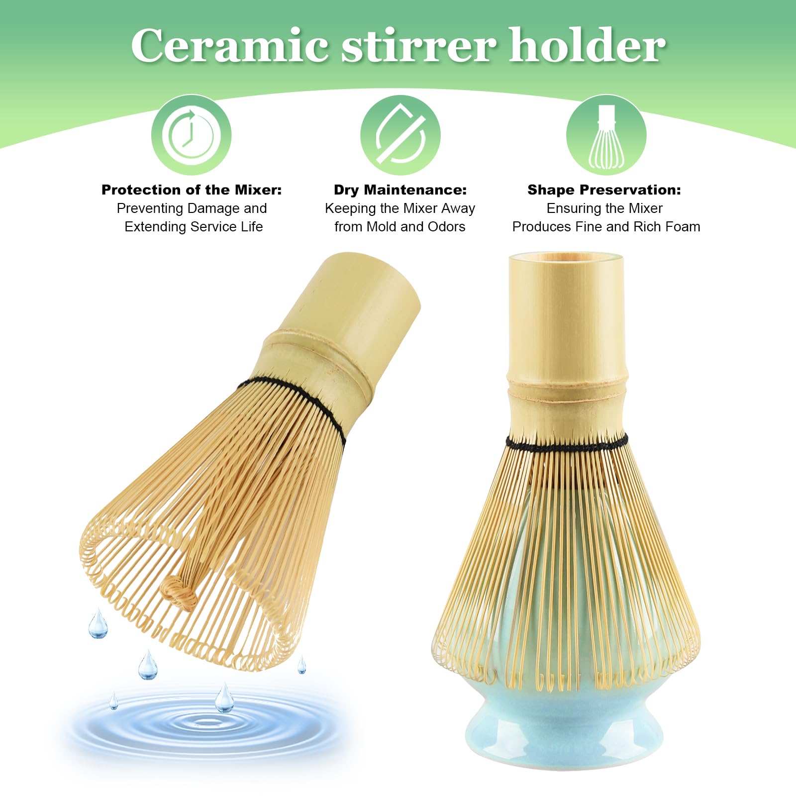 Set Da Tè Matcha Giapponese (6 Pezzi) – Ciotola Con Beccuccio, Frusta In Bambù, Paletta, Setaccio In Acciaio, Supporto - 2
