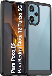Funda para Xiaomi Poco F5 y Redmi Note 12 Turbo 5G Case Uso Rudo Acrílico Anti-Amarillo Carcasa Bumper Antiarañazos Respaldo Antigolpes Cover Transparente XC