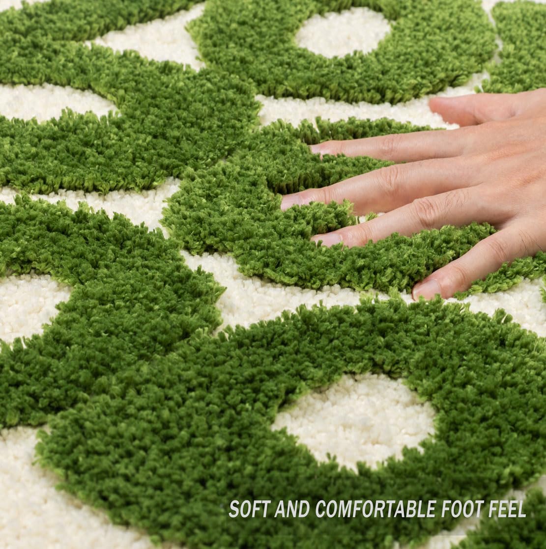 Alfombra de baño verde con texto en inglés You Look Good, alfombra de baño divertida, bonita, antideslizante, de microfibra, de felpa, pequeña, fresca, lavable, absorbente, para bañera y 2