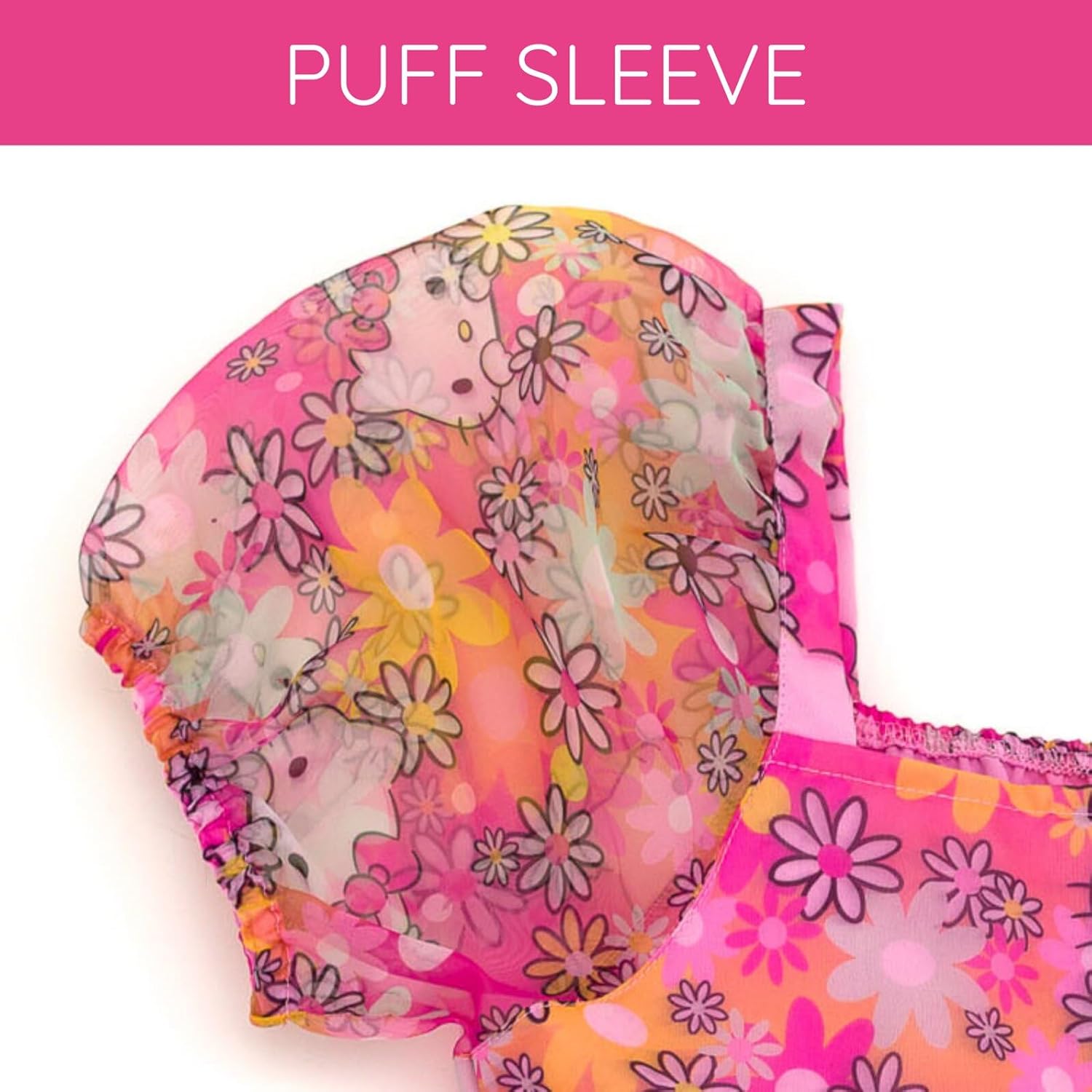 Hello Kitty Girls Square Neck Organza Dress Toddler to Big Kid Sizes (4T - 14-16) - Image 6