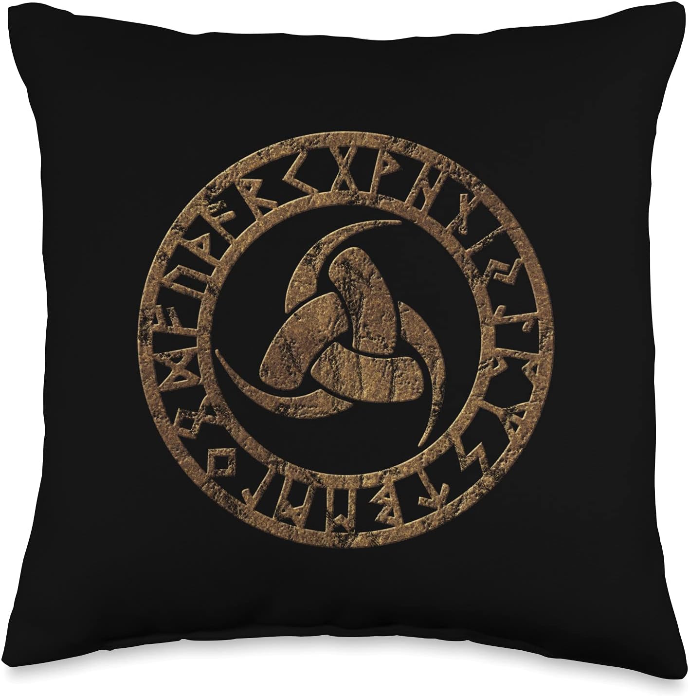 Triple Horn of Odin, Runes, Celtic Symbol, Nordic, Thor Loki Throw Pillow, 16x16, Multicolor