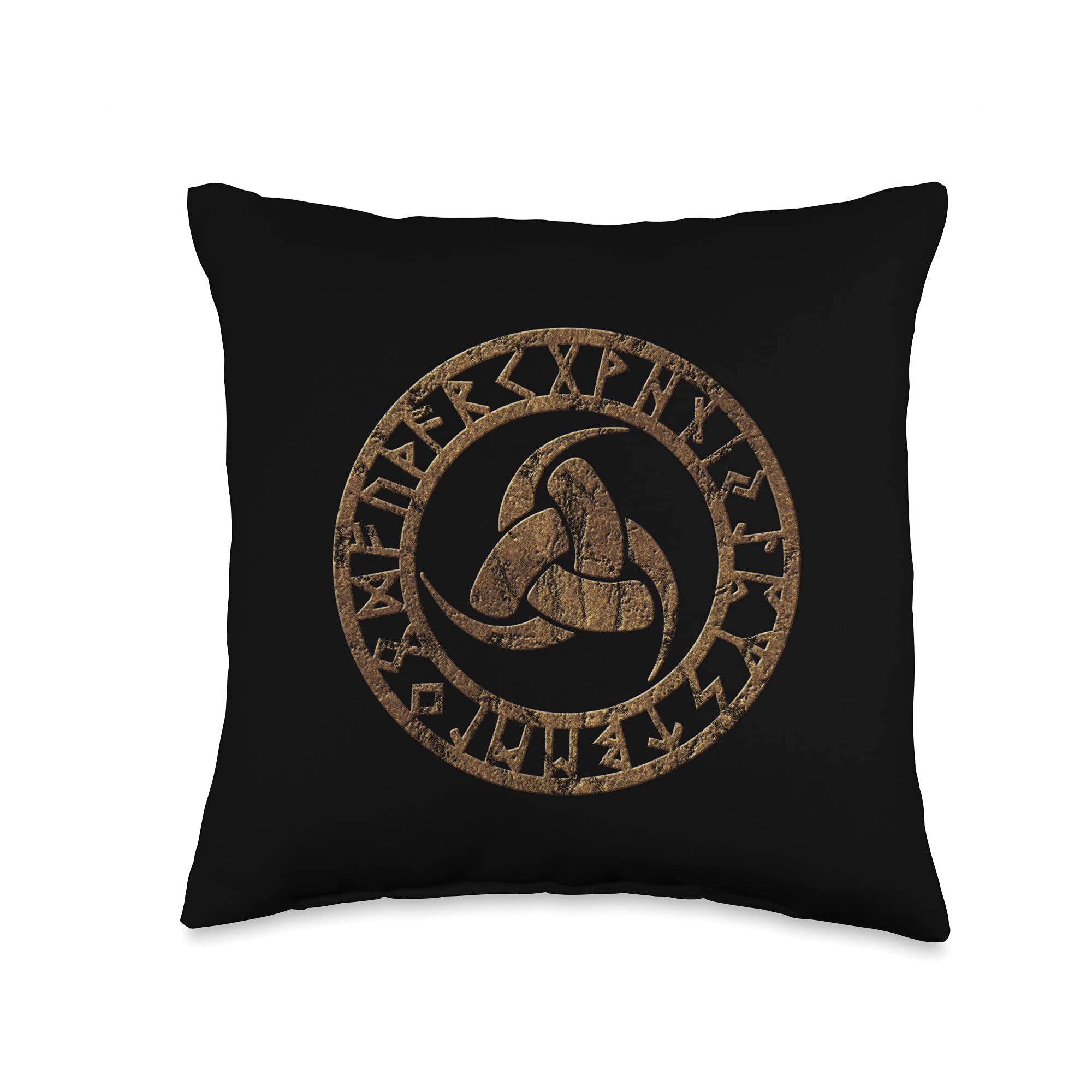 Triple Horn of Odin, Runes, Celtic Symbol, Nordic, Thor Loki Throw Pillow, 16x16, Multicolor