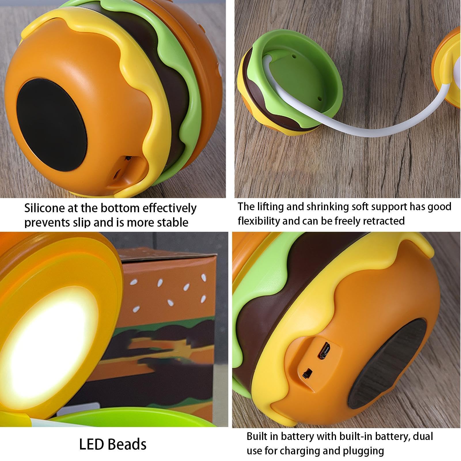 Amazon.co.jp: 電気スタンド,夜の光のハンバーガーの形 - 充電式LED 