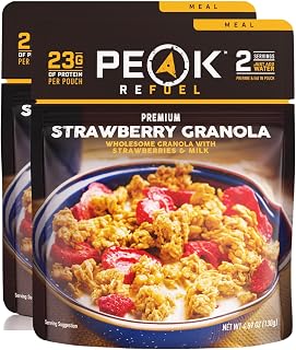 Peak Refuel Strawberry Granola 2-Pack | Freeze Dried Backpacking, Camping & Emergency Prep Food | 2 Servings Pouches