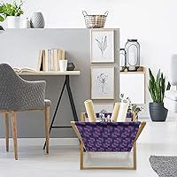 Vista 4 de Ambesonne Synthwave Magazine and Book Holder, Purple Toned Gradient with Futuristic Cubic Geometric Forms, Decorative Floor Rack Organizer for
