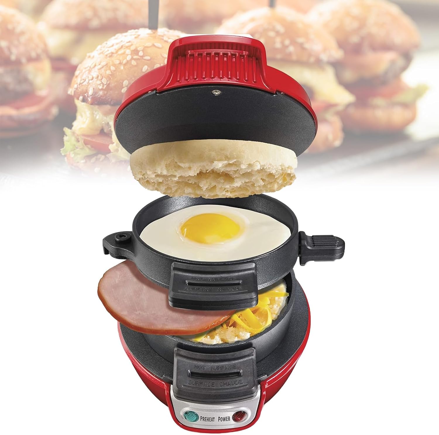 Sandwich Toaster Burger Maker, Panini Presses,Efficient Non-Stick Heating Plates with Non-Stick Coating (Orange)