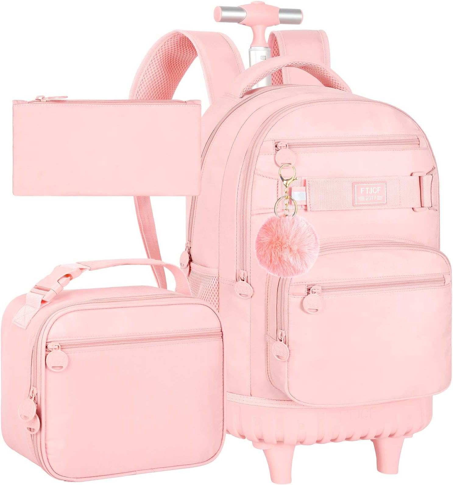 3PCS Rolling Backpack for Women Men, 21 Inches Travel Roller Bookbag with Wheels, Teen Kids College Backpacks Wheeled
