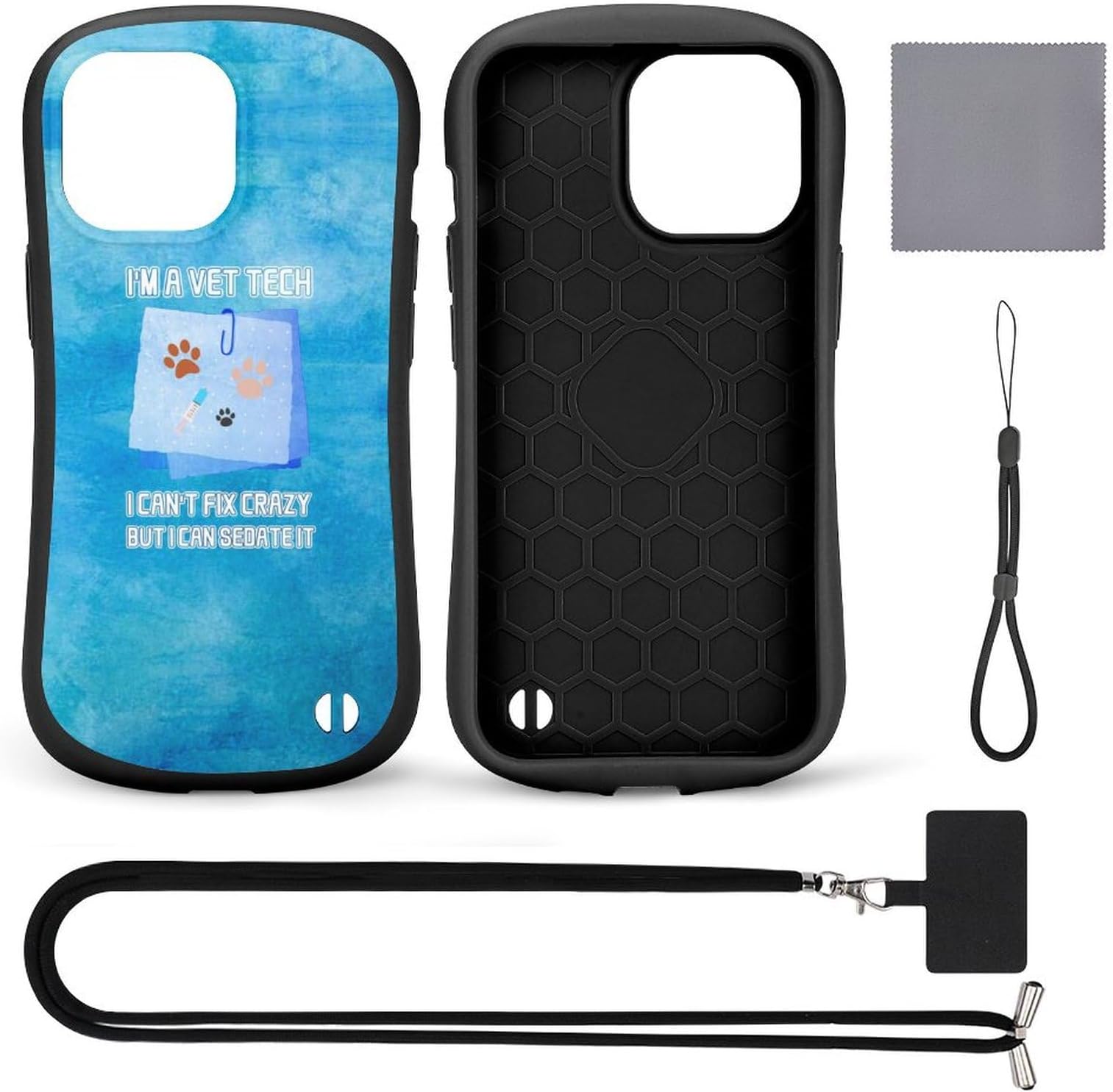 Vintage Texture Blue Vet Tech Compatible with iPhone 14/iPhone 14 Pro/14 Plus/14 Pro Max/iPhone 15/iPhone 15 Pro/15 Plus/15 Pro Max Shockproof Protective Microfiber Lining Phone Case