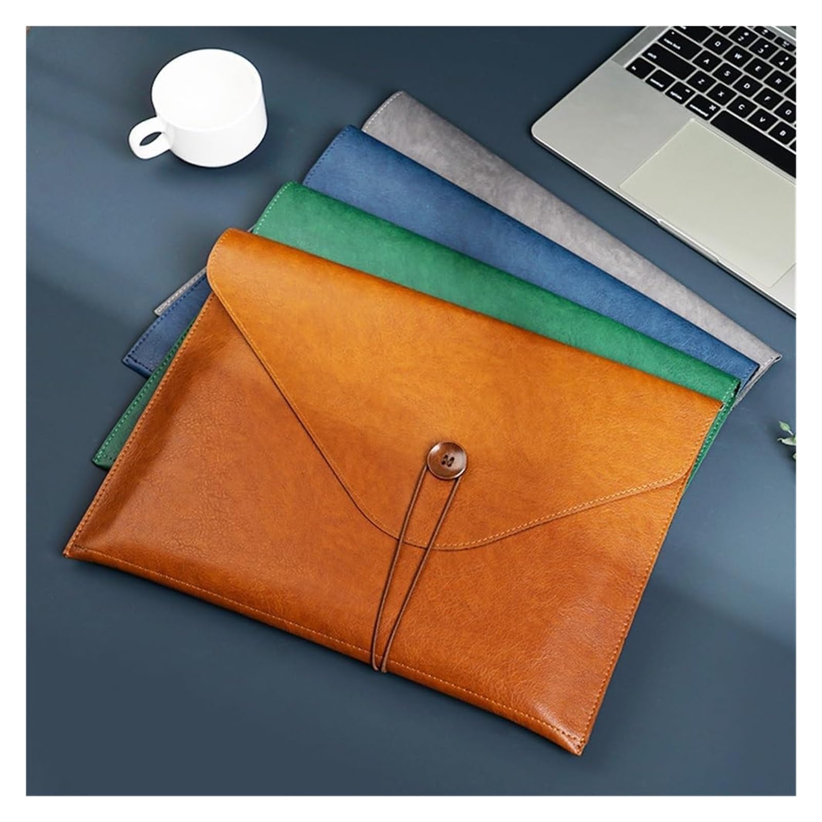 Etui na dokumenty ze skóry PU, Skórzany organizer na dokumenty, koperta, teczka, organizer, wielokolorowy, 247 x 353 x 235 mm, opakowanie 3 szt.(Brown)
