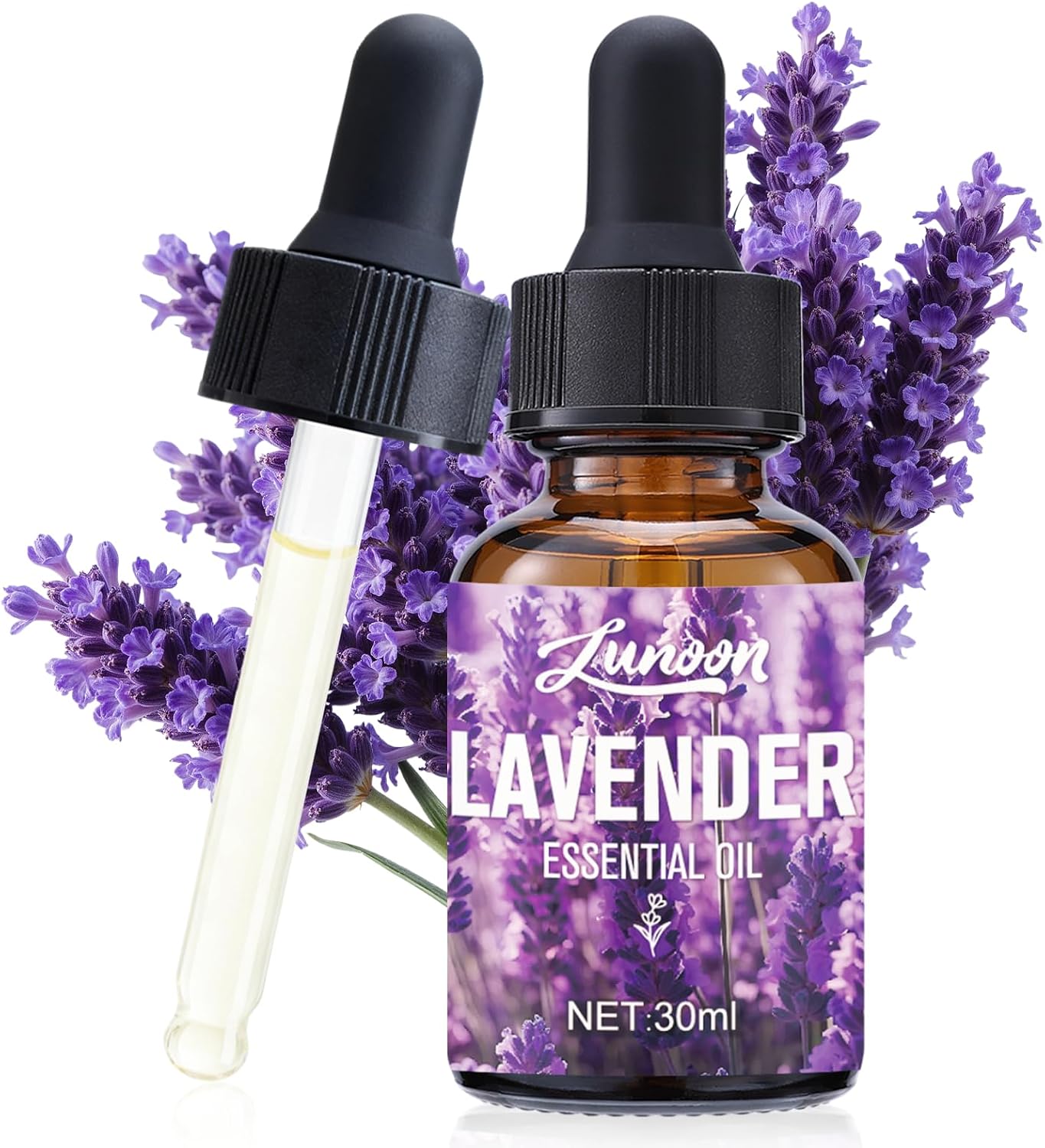 Lavender Essential Oil with Glass Dropper, Natural Lavendar Oil for Aromatherapy, Diffuser, Skin & Hair Care Soap and Candle Making( Lavender