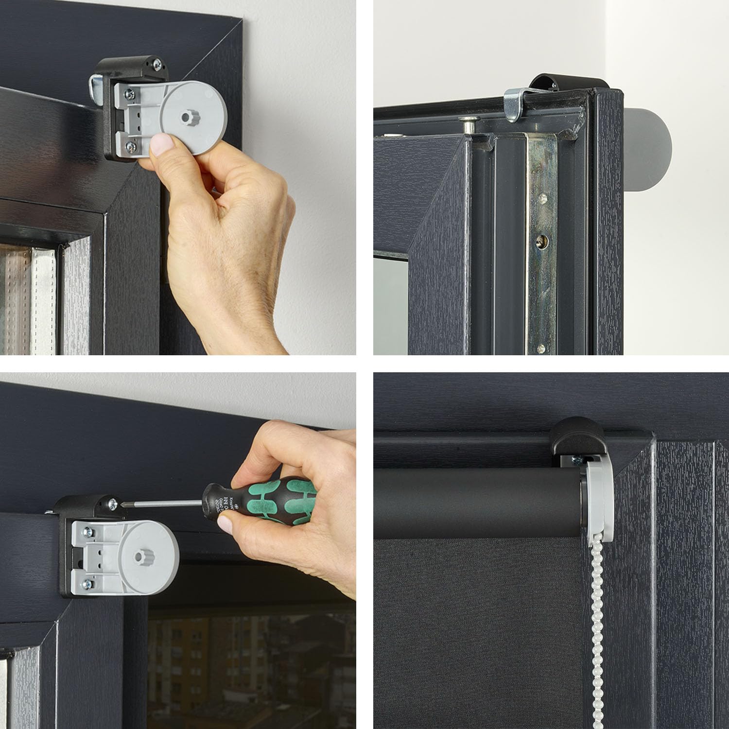 Estores Opacos sin taladrar 100% Blackout Térmicos 60x180 cm Negro | Instalación sin agujeros. Estores enrollables blackout para ventanas. Oscuridad total en dormitorio y habitación StoresDeco