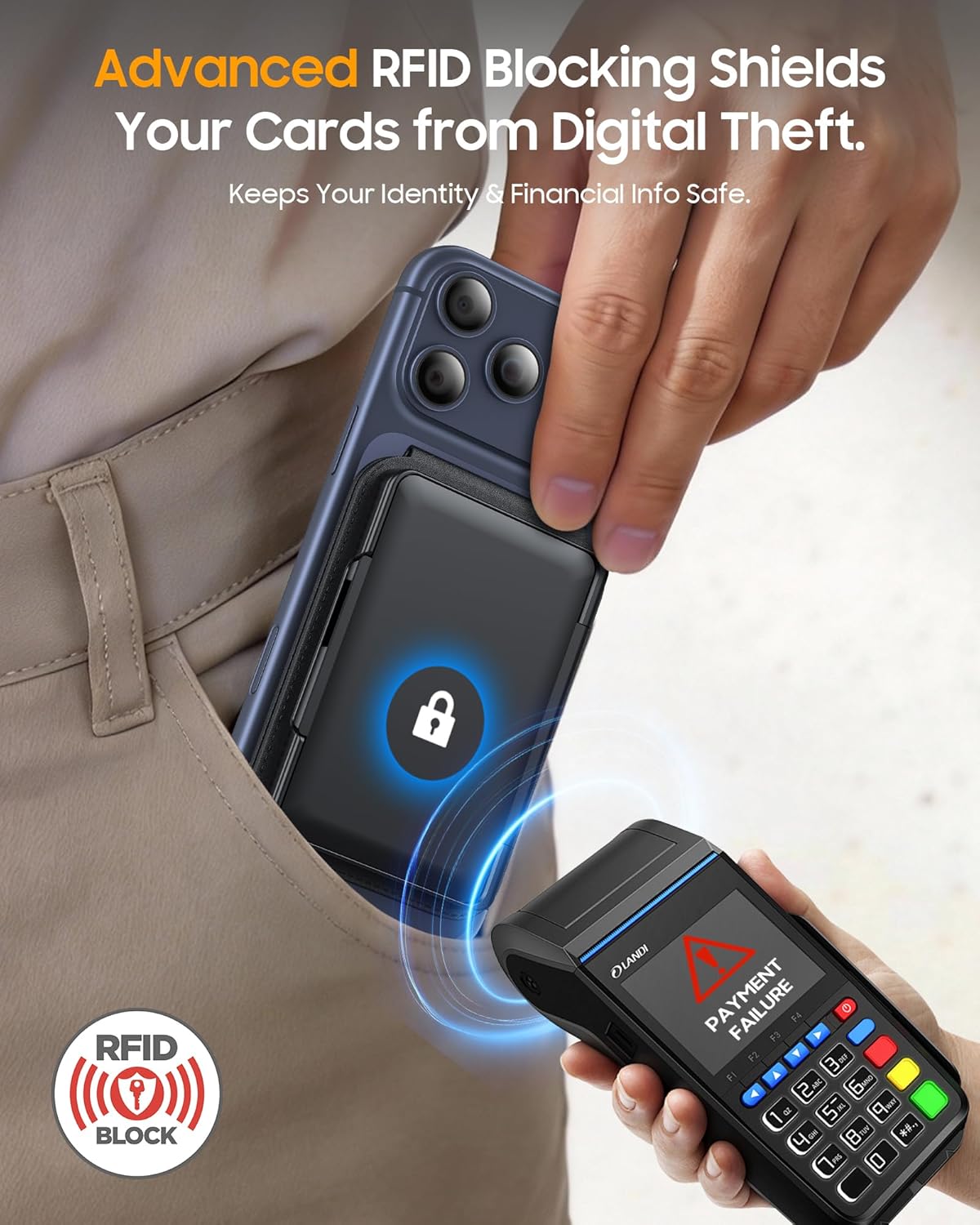 CENMASO for Magsafe Wallet With Stand, Phone Wallet for Men Women, [Hold 6-7 Cards] [RFID Blocking] [Adjustable Stand] Magnetic Wallet for iPhone 17/16/15/14/13/12 Series(Not for Mini), Black - Image 4