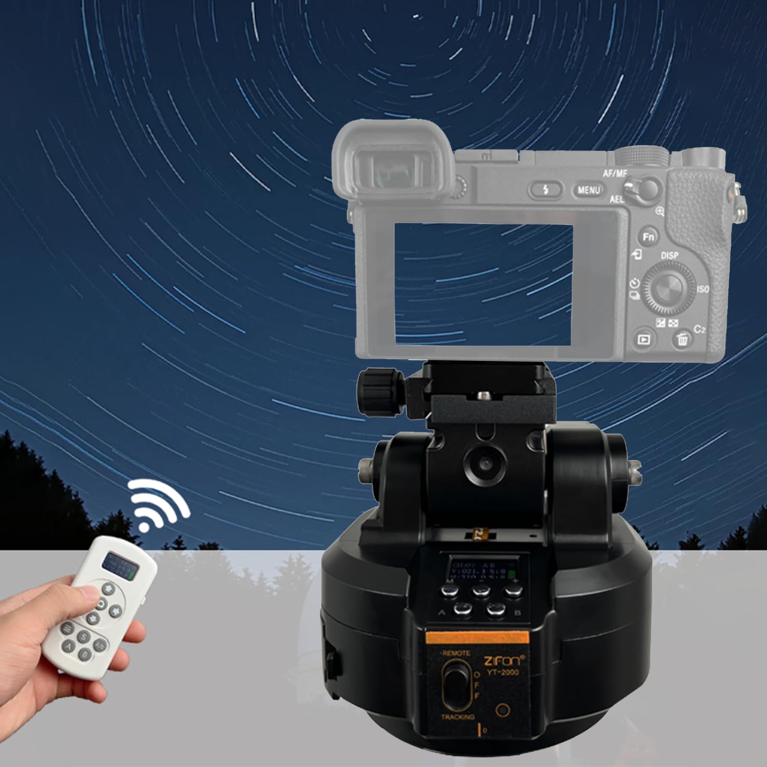 ZIFON YT2000 - Trípode de cámara panorámica AI Face Tracking AB Punto Doble actualizado Modelo 2 kg para Gopro LED Light Smartphone Cámaras SLR Cabezal de trípode Giratorio
