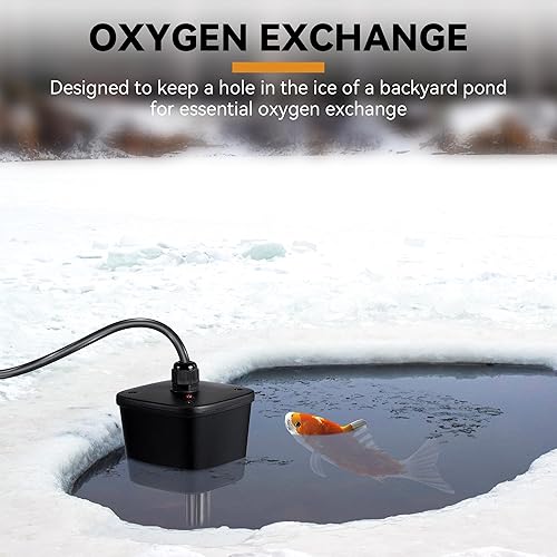 Miniatura 4 de Saillong Calentador de estanque, calentador de acuario flotante de 500 W para estanques pequeños al aire libre, calentador de tanque de peces Koi