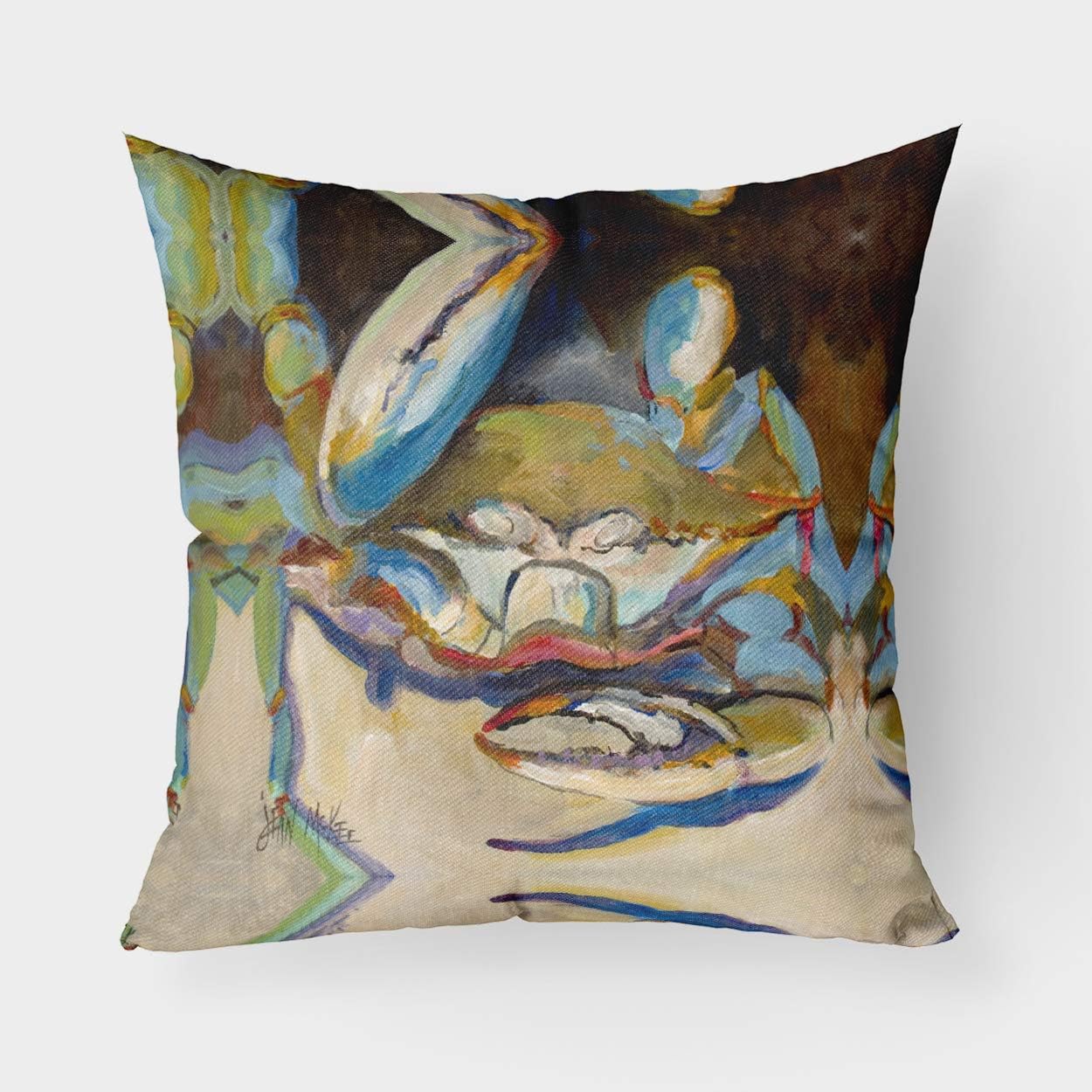 Caroline's Treasures JMK1257PW1818 Three Big Claw Crab Fabric Decorative Pillow Machine Washable, Indoor Outdoor Decorative Pillow for Couch, Bed or Patio, 18Hx18W