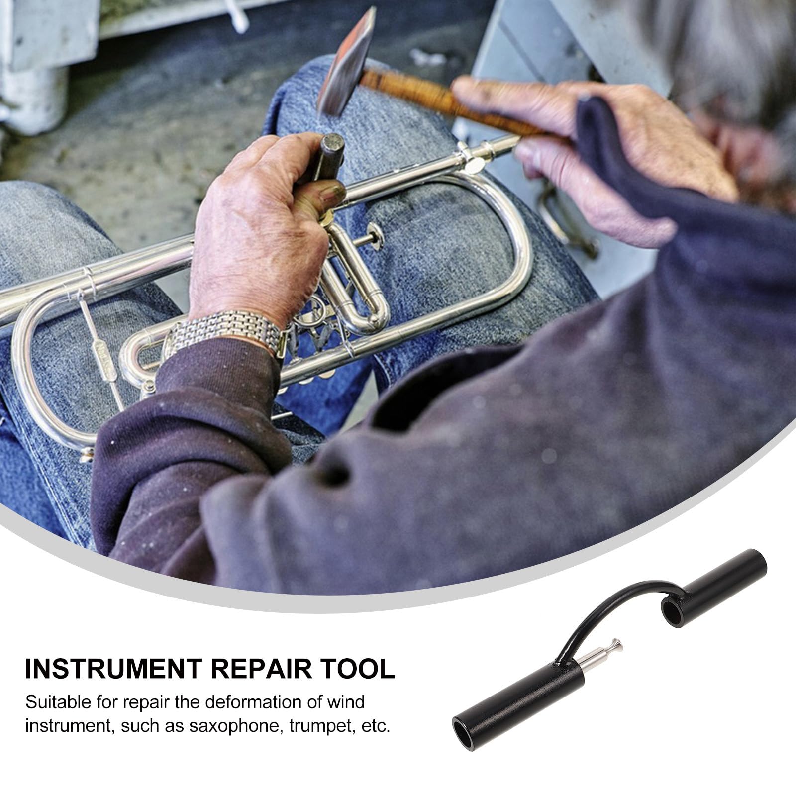TOYANDONA Zweihändige Metall Presswalze Saxophon Trompete Reparaturwerkzeug Blasinstrument Verformungsreparatur Langlebig Schwarz