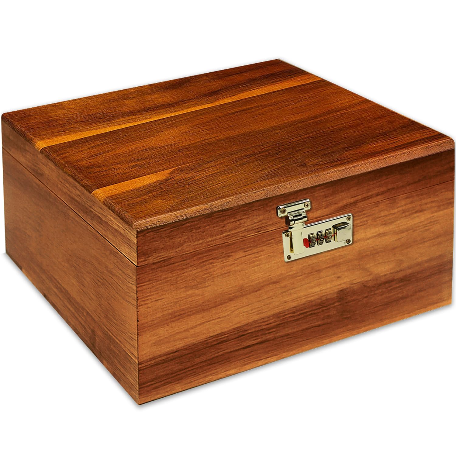 MFLUEEWR Grande scatola di legno con coperchio incernierato con serratura a combinazione con divisore regolabile, scatola decorativa in legno con serratura per ricordi, oggetti di valore, accessori,