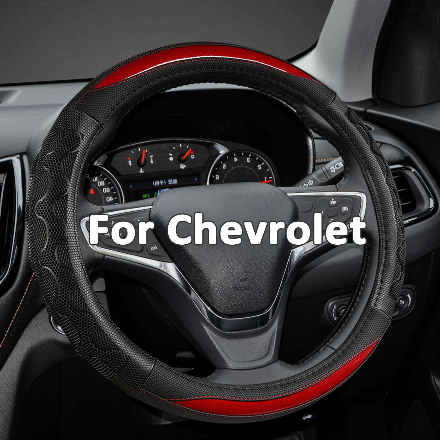 GIANT PANDA Steering Wheel Cover for Chevy Silverado - Car Steering Wheel Cover for Chevrolet Colorado Tahoe - Red