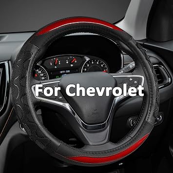 GIANT PANDA Steering Wheel Cover for Chevy Silverado - Car Steering Wheel Cover for Chevrolet Colorado Tahoe - Red