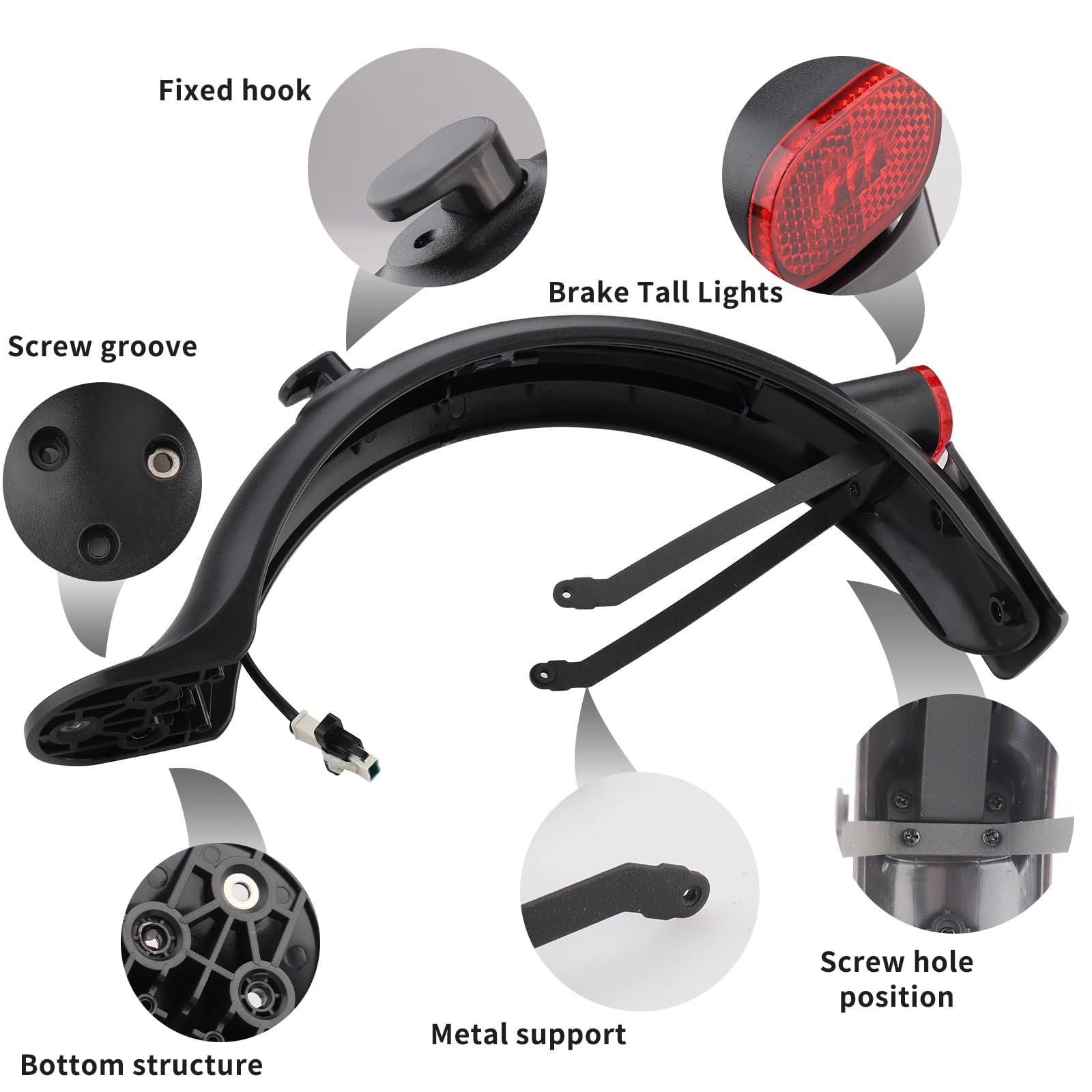 E Scooter Guardabarros Trasero, Scooter Eléctrico Guardabarros Trasero Scooter Eléctrico Compatible para Xiaomi E Roller Mi M365 1S Pro Pro 2 — view 2