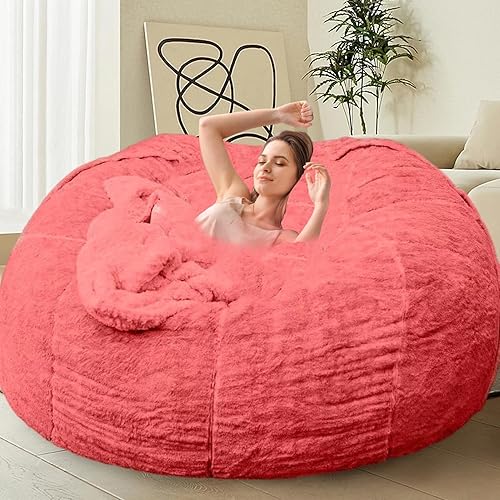 Miniatura 30 de Puf para adultos y niños sin relleno, cómodo y esponjoso, gigante, redondo, funda de puf para sofá perezoso, silla de lectura, silla de piso, 6 Gris