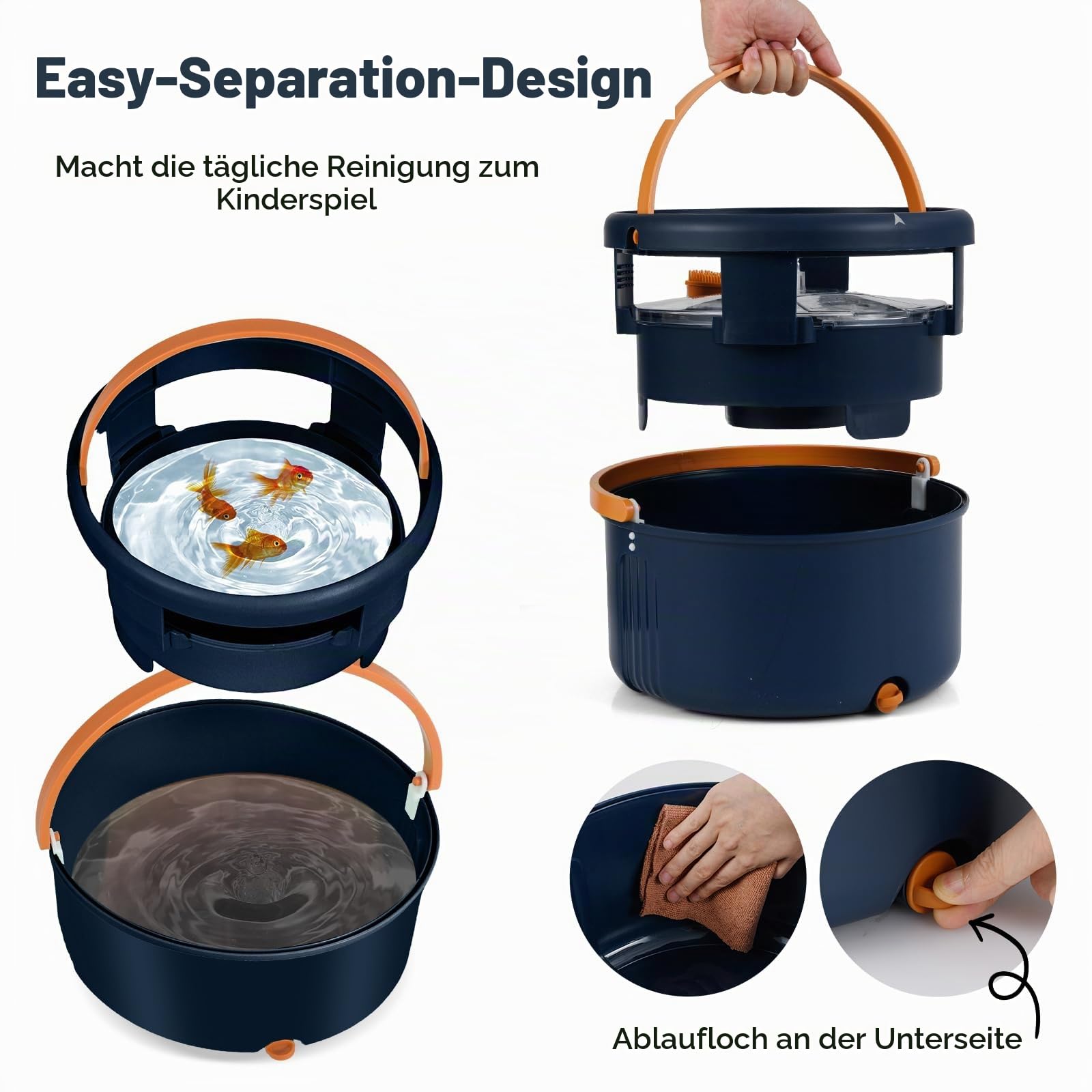LIFEZEAL Wischmopp Set mit Eimer, Putzeimer mit 360°-Drehmopp & Tücher, Mop Bodenwischer mit Wasch- und Trocknungsfunktion, Bodenreiniger für alle Bodenarten (Blau + 9 Tücher)