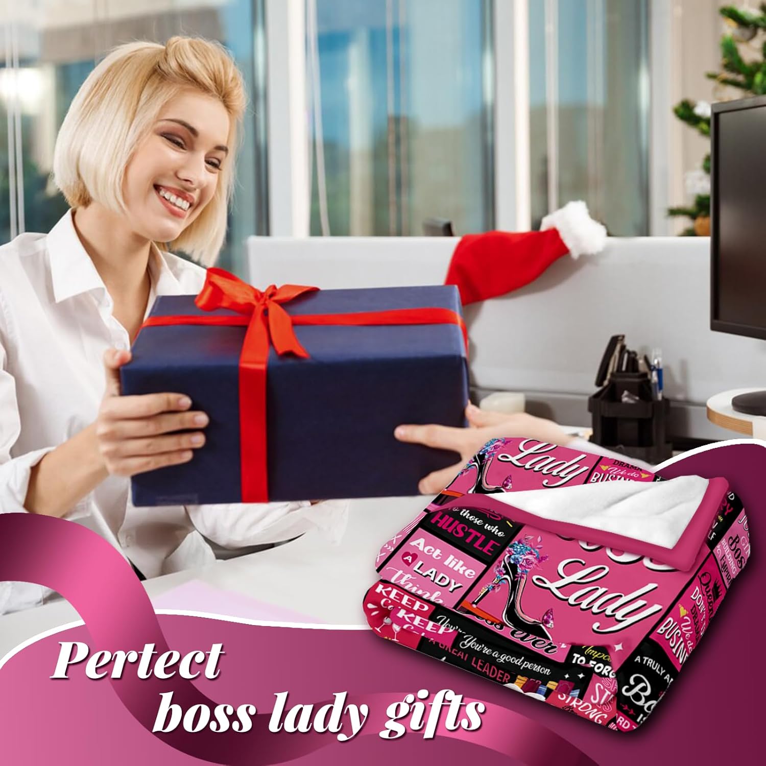 Boss Lady Gifts for Women, Boss Day Blanket Appreciation Gifts for Women, Birthday Gift for Bosses Female Manager Leader Office Decor, 50"X60" - Image 3