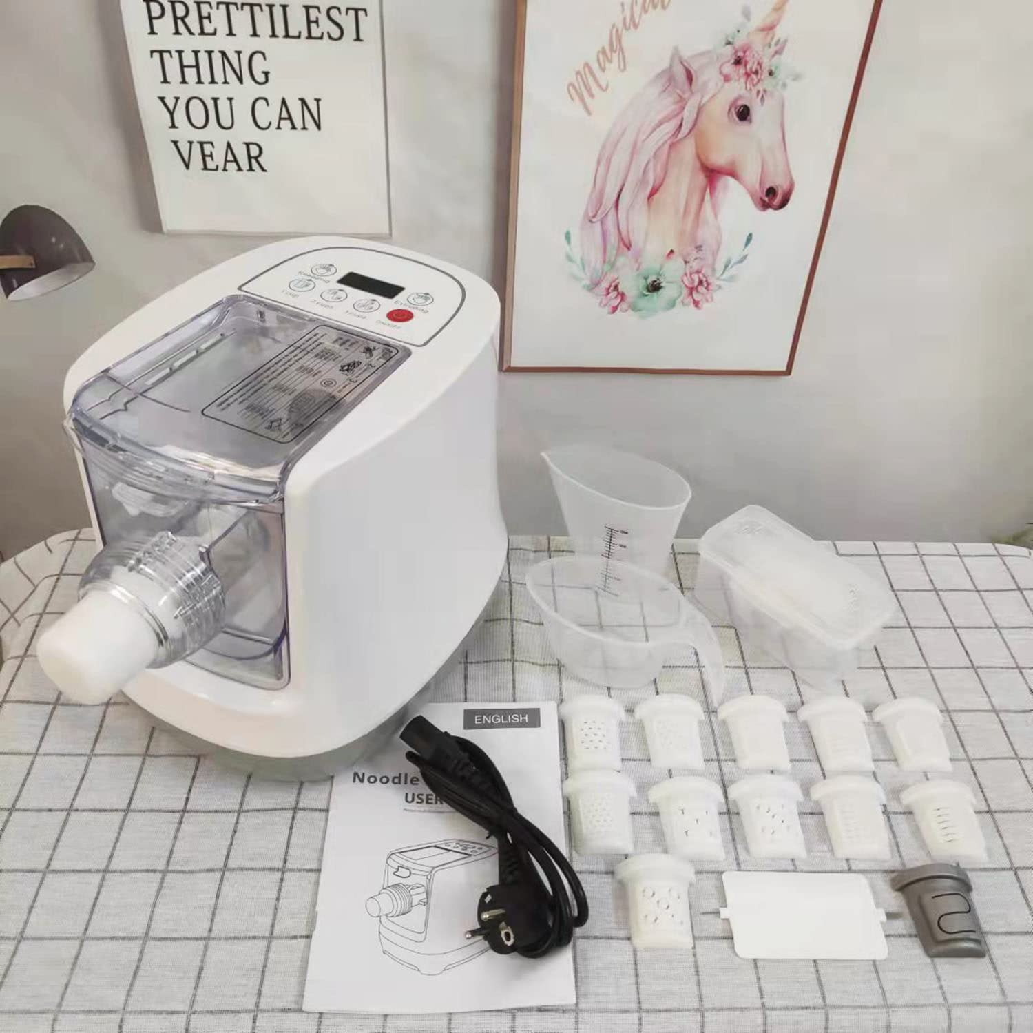 Nudelmaschine Elektrische Pastamaker Küchenzubehör mit 13 Schimmel Pastamaschine 260W für Handgemachte Frische Pasta,Spaghetti