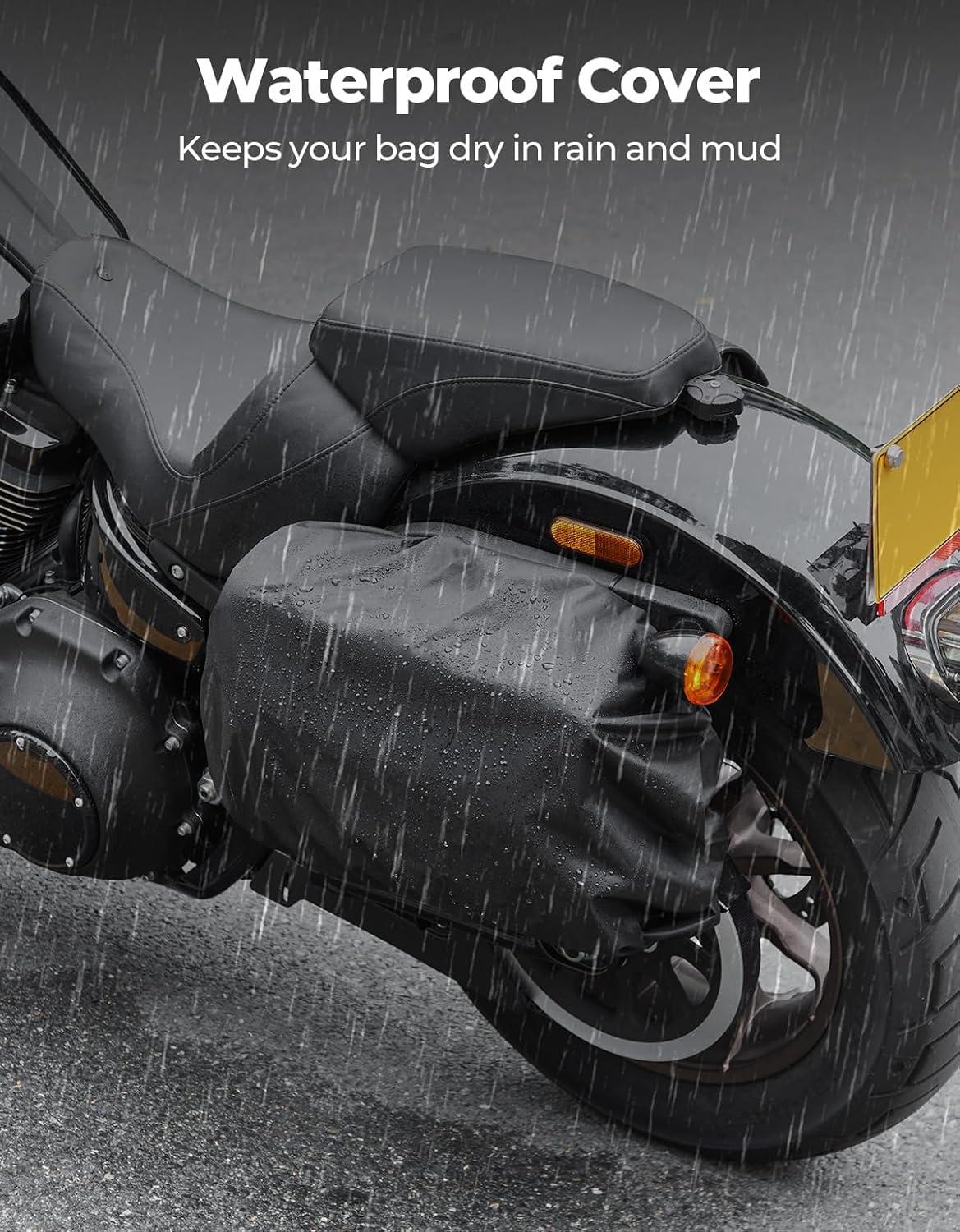 KEMIMOTO Motorcycle Side Bag 12 L Universal Motorcycle Saddlebag with Drink Holder Compatible with Softail Dyna Shaow Rebel Vulcan Cruiser Sportster Naked Dual-Sport Bike Scooter