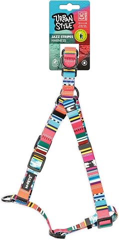 M-Pets Urban Style Jazz Stripes Göğüs Tasması M | Geri Dönüştürülmüş Malzeme ve Şehir Şıklığı!
