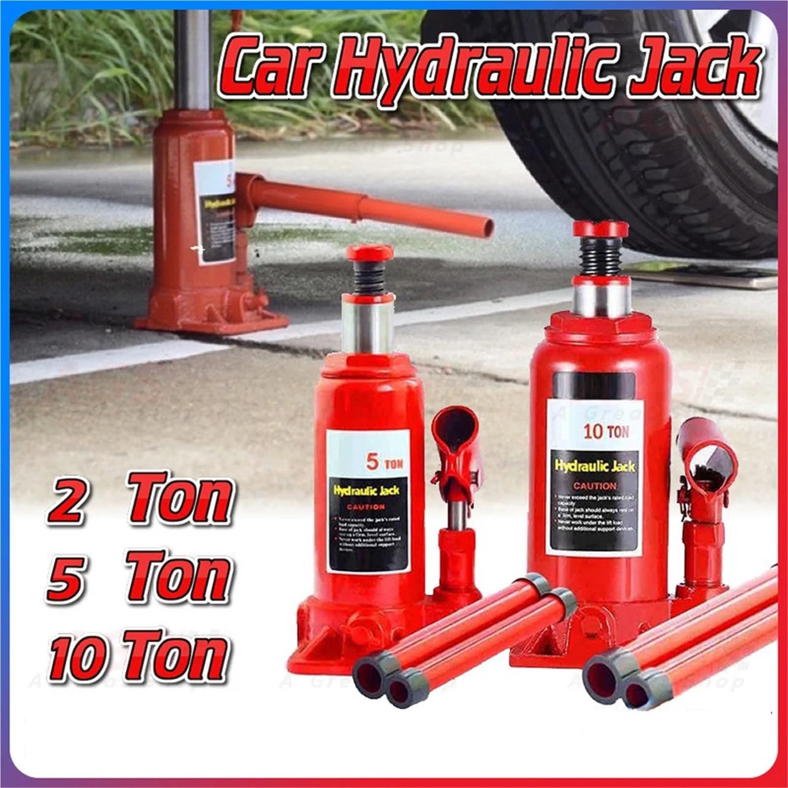 cric per Auto Strumenti per martinetti per Auto con martinetto Idraulico per Auto saldato da 2/5/10 tonnellate per la Riparazione di Camper per camioncino Accessori cric per(10 TON)