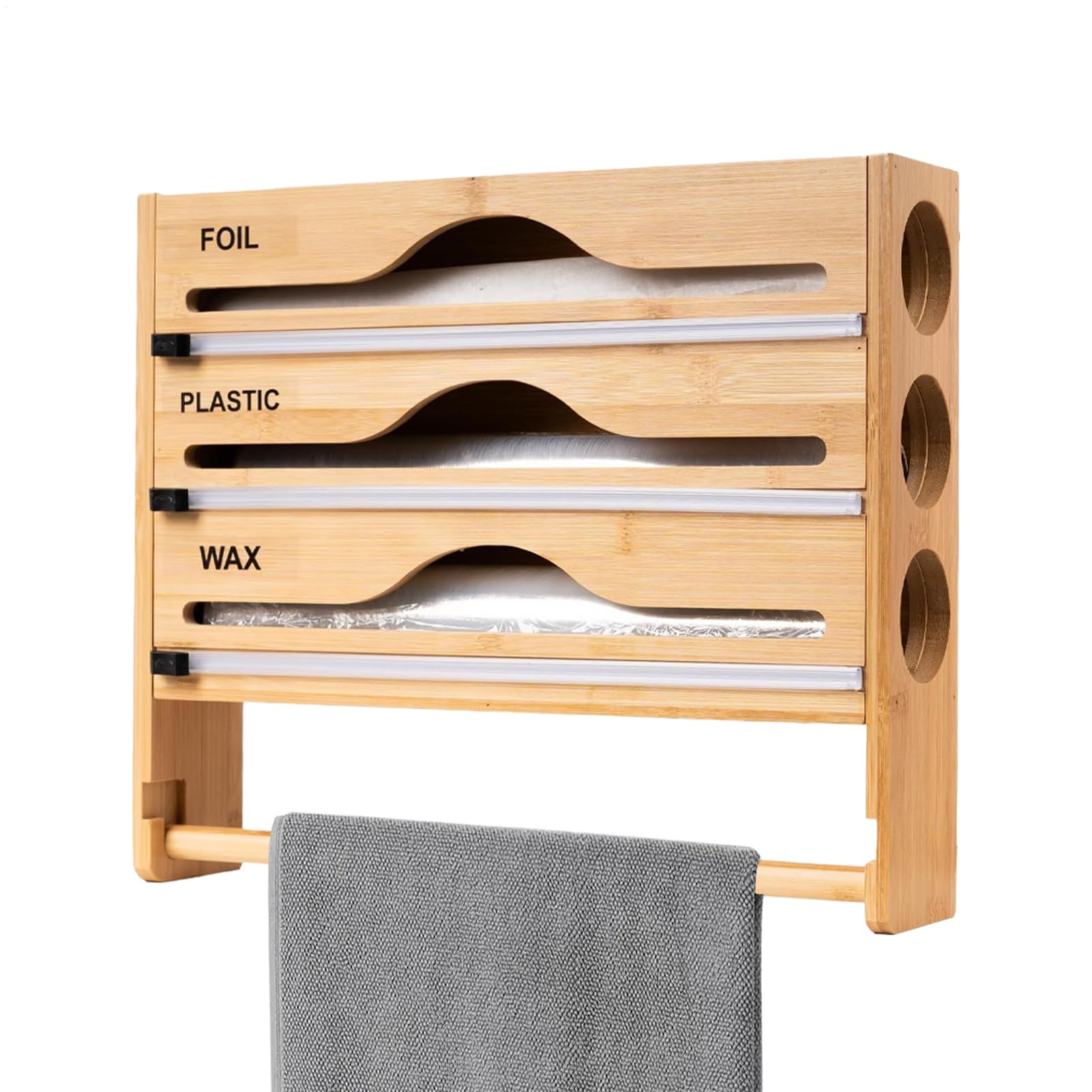 Organizador Para Film Con Cortador Contenedor | Dispensador De Envoltorios Con Cortador Reutilizable Ahorraespacio Para Cocina Despensa Hogar Pared Cocina Hogar