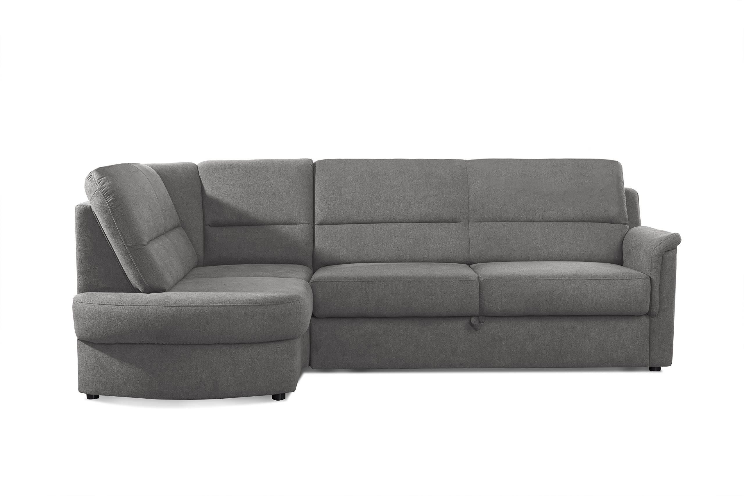 Cavadore Ecksofa Paris mit Federkern / Kleines L-Sofa mit Ottomane / 243 x 87 x 155 / Grau