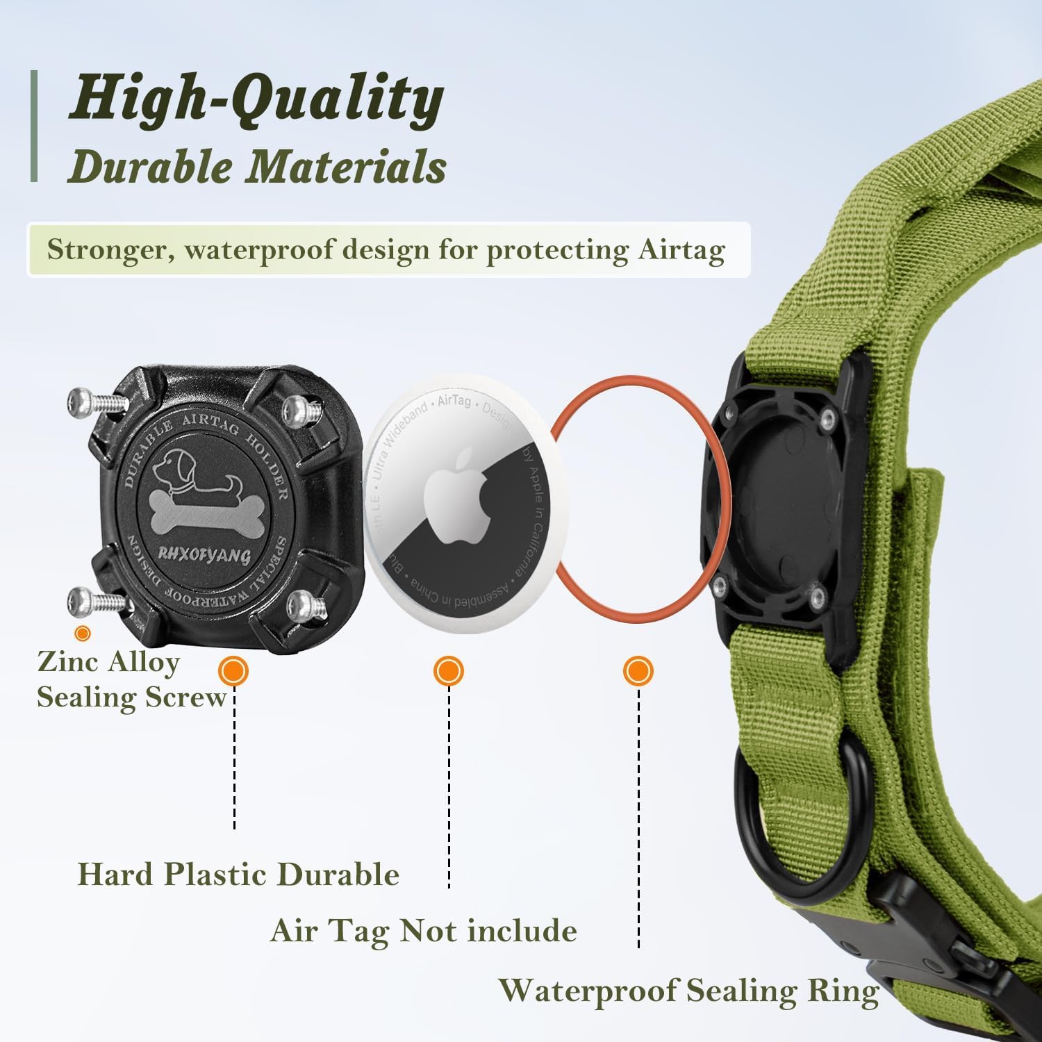 Tactical Airtag Dog Collar, Waterproof Airtag Holder Design - Image 4