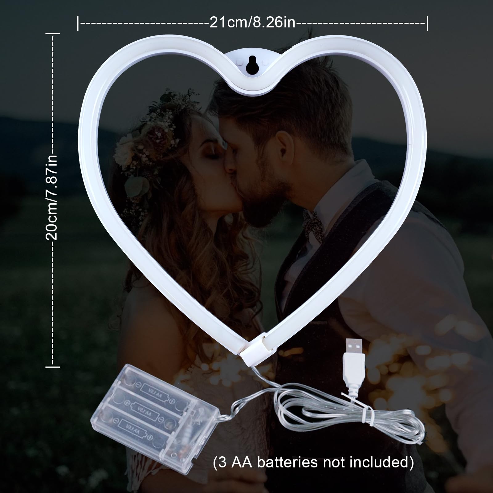 Insegna al Neon personalizzata specchio amore a forma di cuore appeso a parete luci al Neon a LED segno per la decorazione della festa nuziale camera da letto Home Store Decor