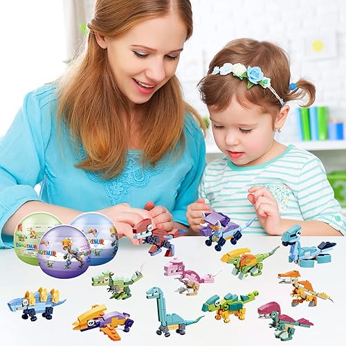 Miniatura 7 de Juego de bloques de construcción de dinosaurios prellenados 12 en 1, 12 piezas de mini bloques de construcción, juguetes de bloques de construcción