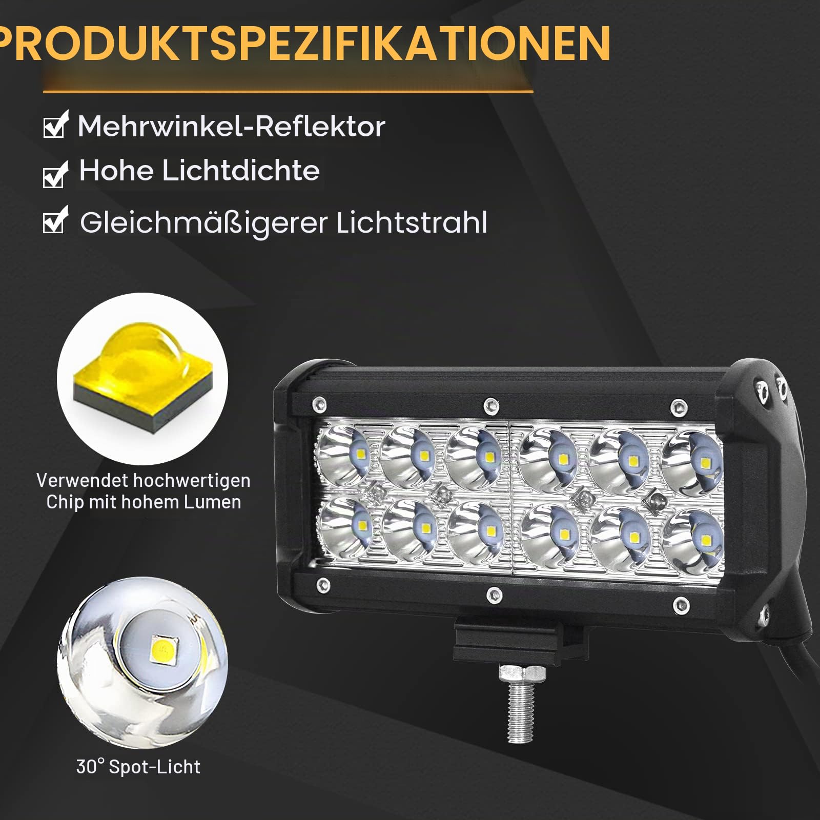 RIGIDON 4 x Led Arbeitsscheinwerfer 7 Zoll 18 cm 36W Offroad Scheinwerfer