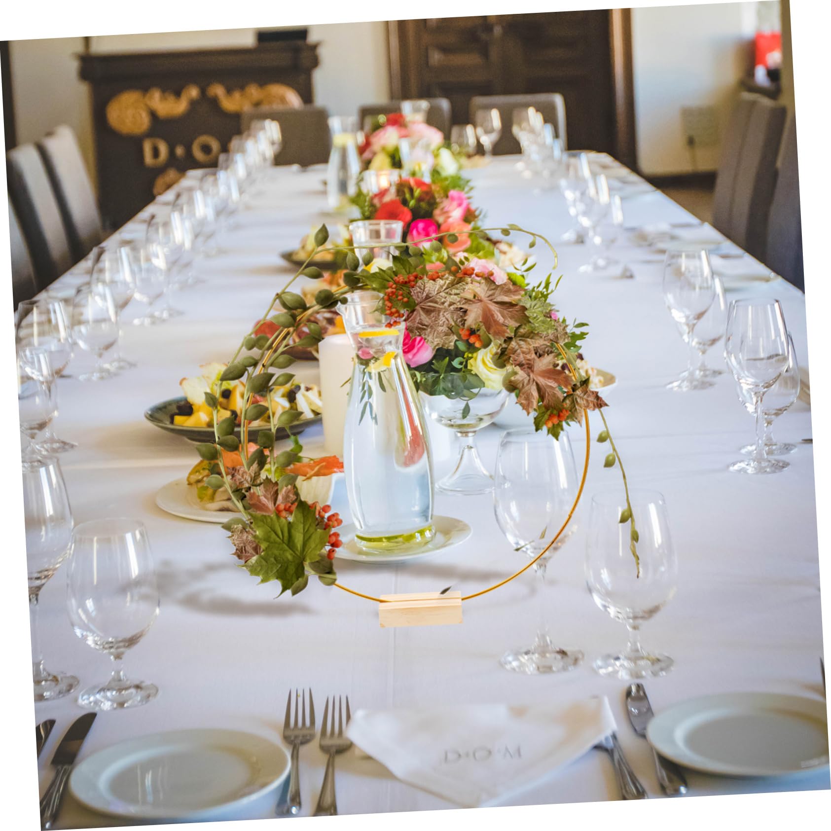 EPIGEIST 6set Floral Hoop Wreaths for Centerpieces Catcher with Base for Quinceanera and Wedding Decorations