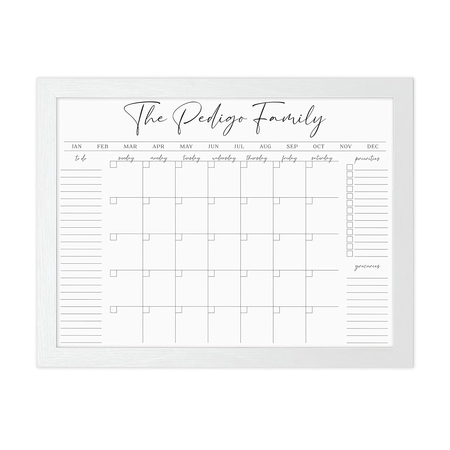 Personalized Dry Erase Wall Calendar with Custom To do list