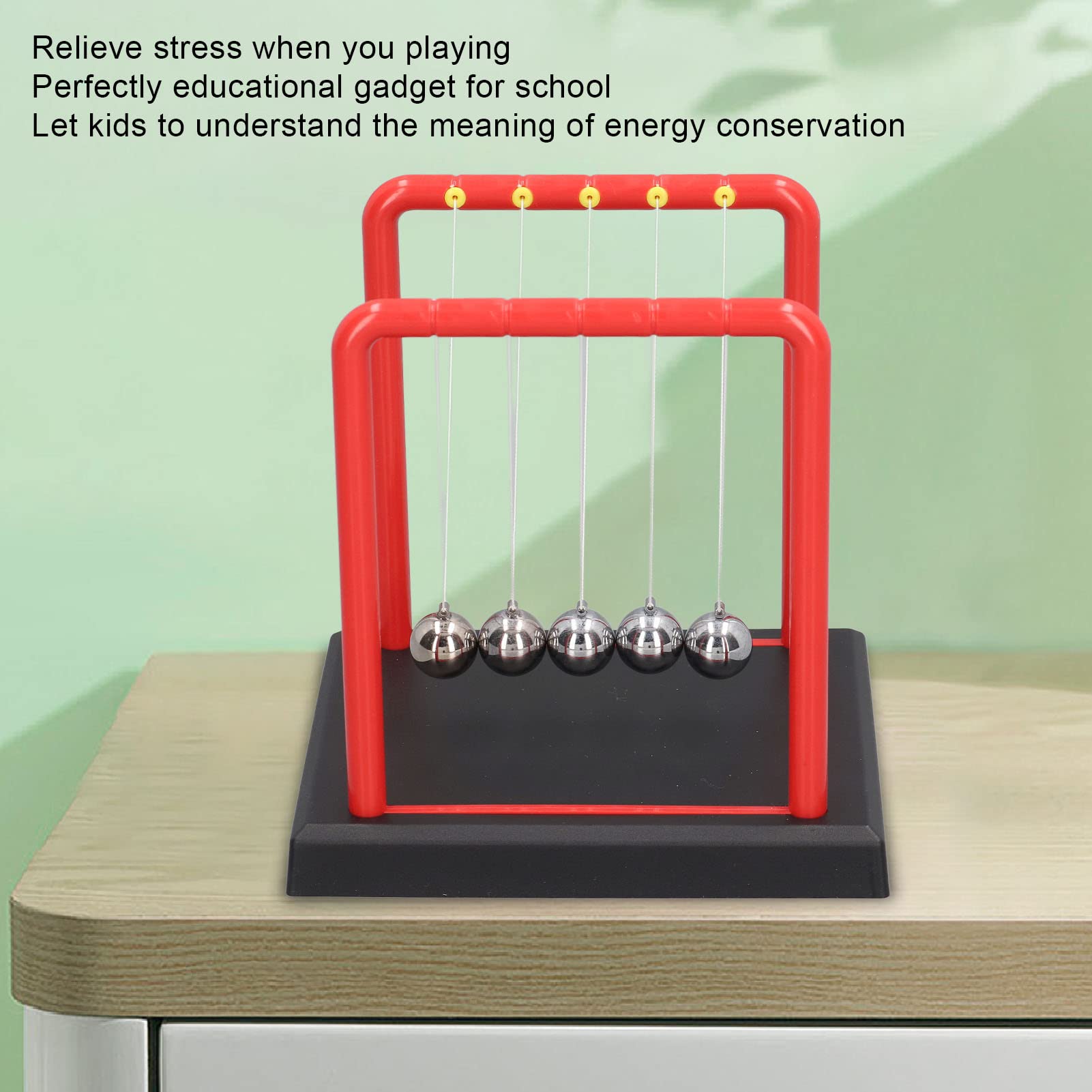 Balancier De Newton – Pendule à Billes Métal Pour Bureau, Jouet Anti-Stress Et Déco Éducative – Taille L (27 Cm)