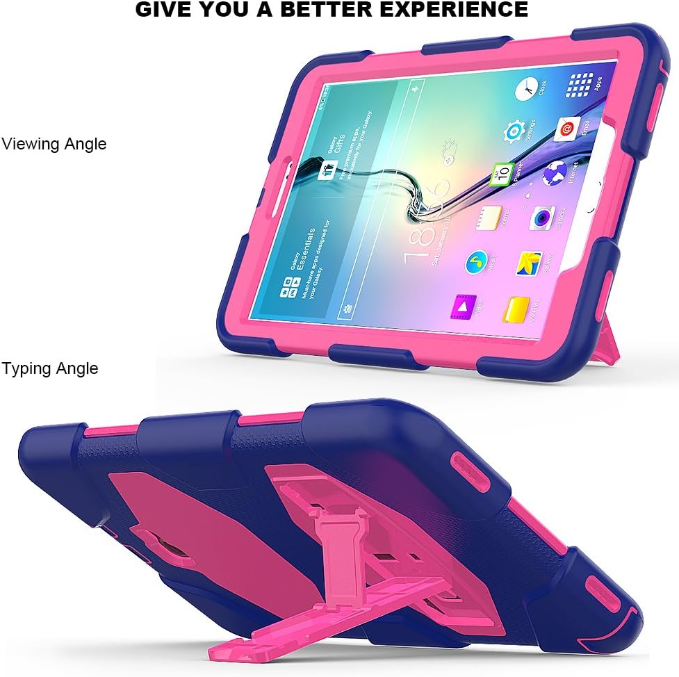 Galaxy Tab E 9.6 Case, Kickstand - Shockproof Heavy Duty Three Layer Kids Case Cover for Tab E 9.6-Inch Tablet (SM-T560/T561/T565) - Purple Pink