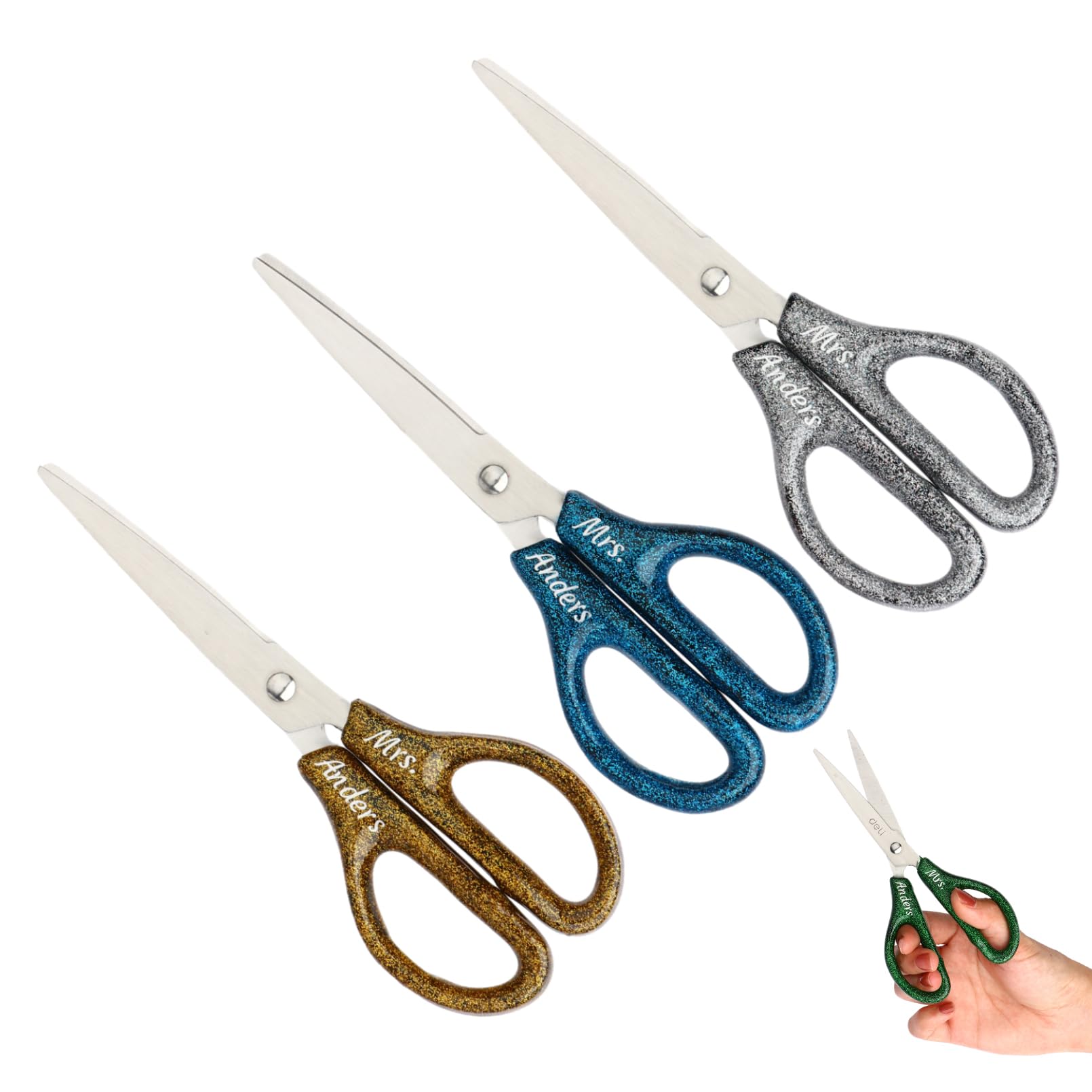 Dinikally Personalized Glitter Office Craft Scissors - Custom Text Scissors for Teachers - Stylish and Functional Office Tool