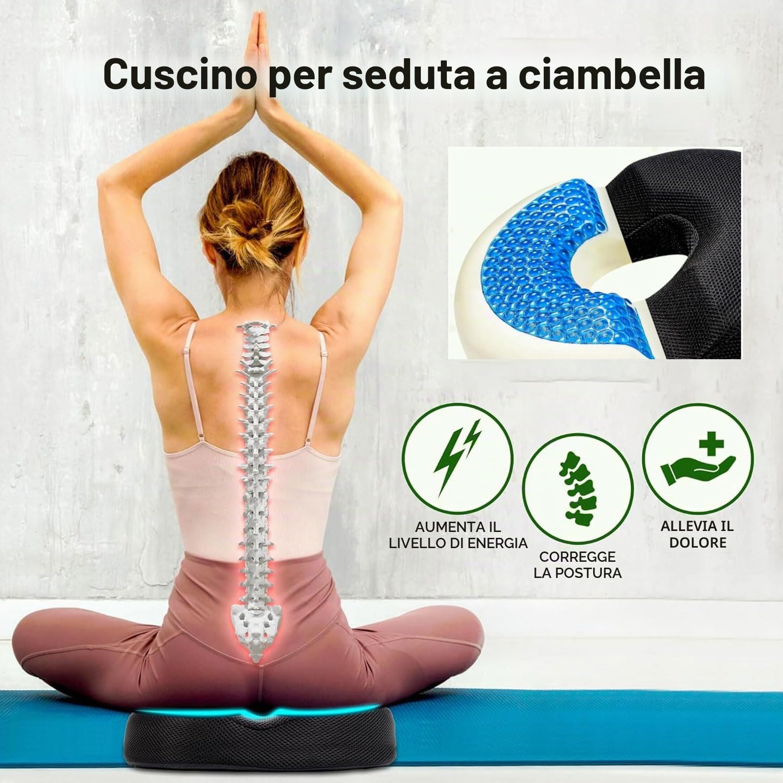 Cuscino per coccige per dolore al coccige, anello a ciambella, in memory foam, sollievo dal dolore per emorroidi, piaghe da letto, prostata, gravidanza, post parto, ideale per ufficio, auto,
