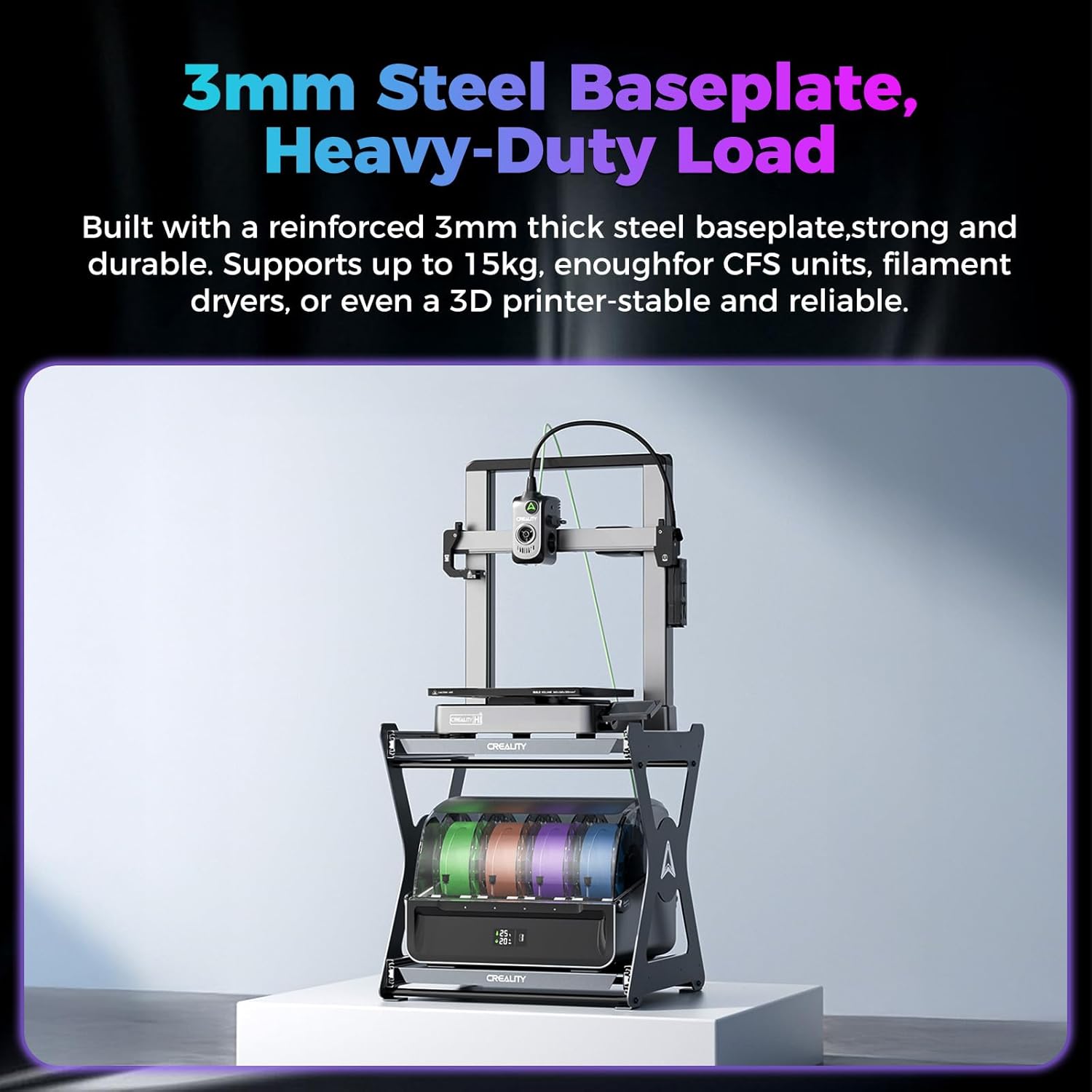 Creality Official CFS Workstand, Space-Saving Dual-Layer Pull-Out Shelves, 15kg Capacity per Layer with Metal Damping Slides, Quick-Accessing Anodizing Process Bracket for Filament Dryer & CFS Storage