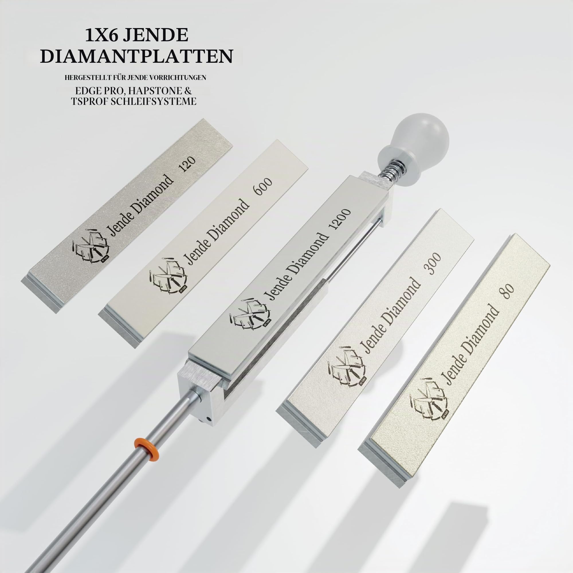 1 x 6 Jende Diamant-Schleifsteinplatte für Edge Pro, Jende JIGS, TSProf, Hapstone Sharpener, Ruxin (Körnung 1200)