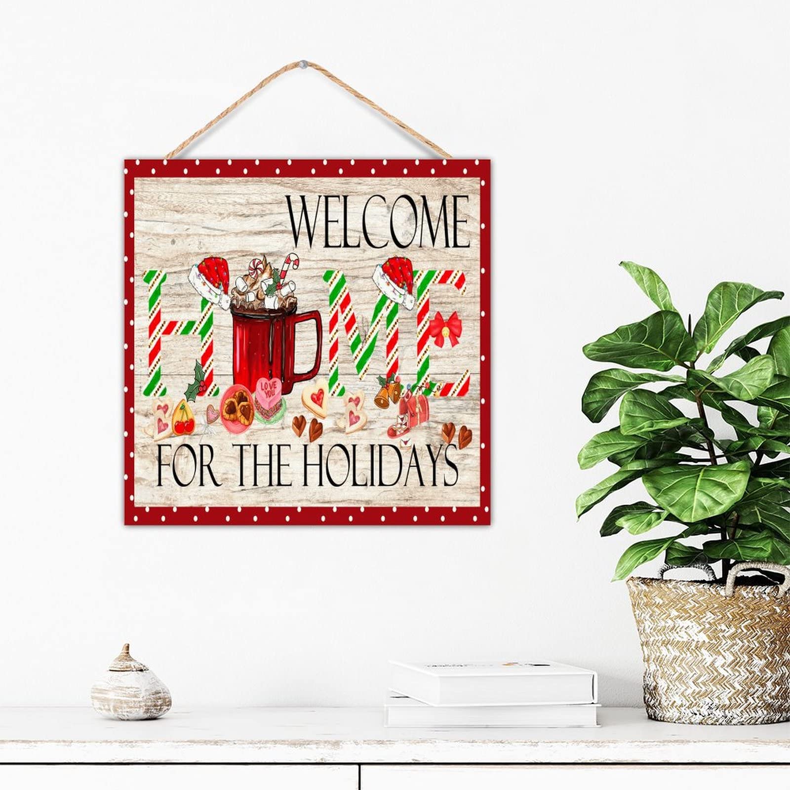 Plaque murale Welcome Home en bois peints : l'astuce pour egayer un porche ou une salle de bain vide