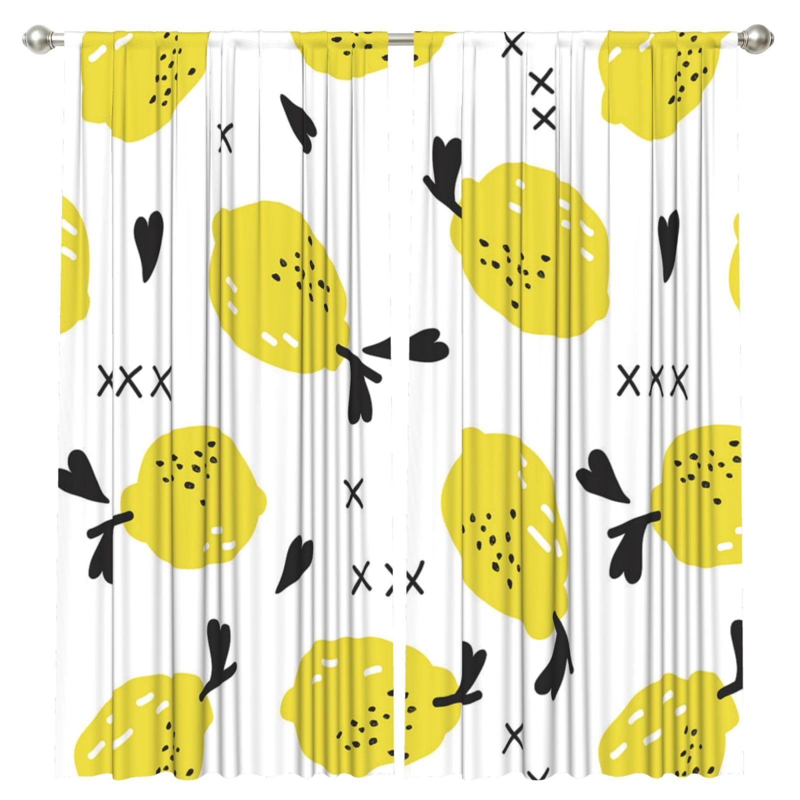 InOmak Lemon, 2 Panels Window Curtains 52 x 84 Inch Blackout Curtains for Living Room Bedroom