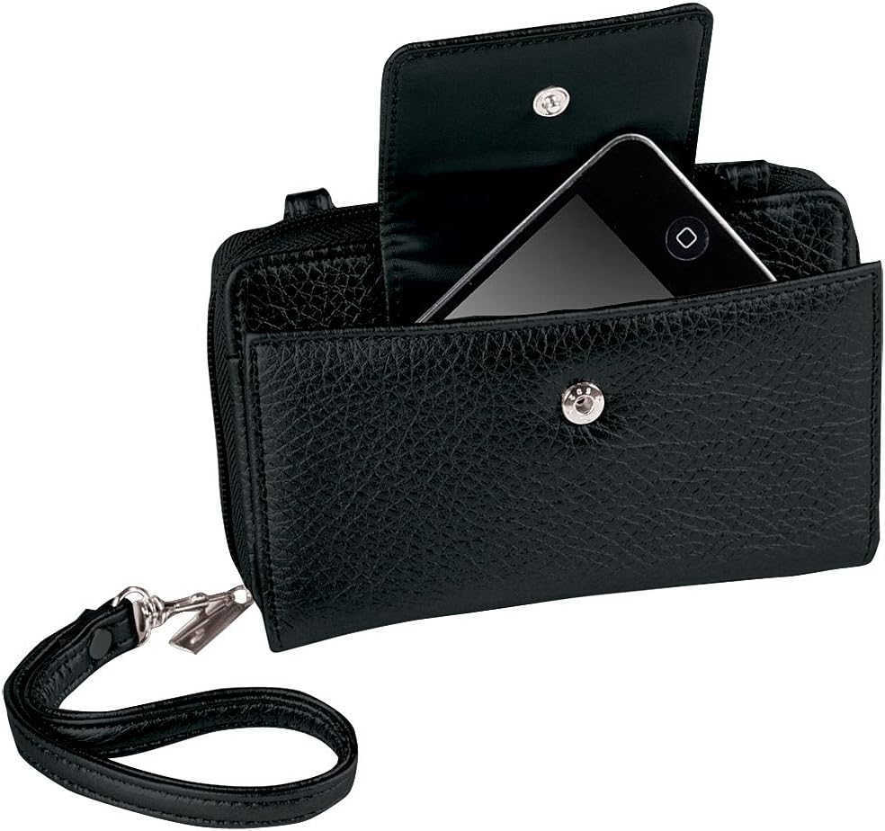Buxton Women's RFID Identity Safe Wristlet Clutch Wallet (Black)