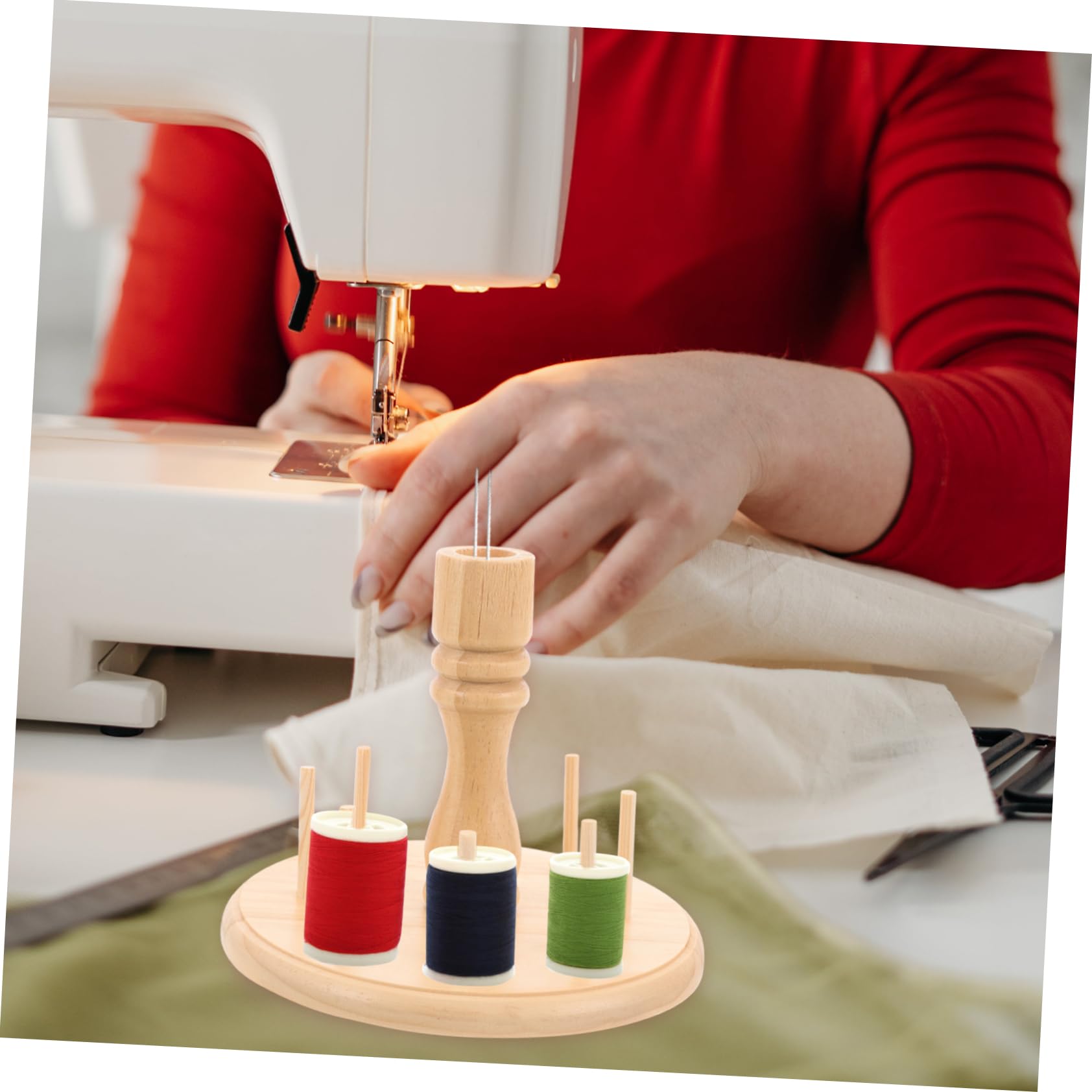 Operitacx 3 Stück Nähgarnständer Buchenholz Achsen Garnrollen Organizer für Fadenlagerung Tragbar und für Quilten Stricken und Handarbeiten